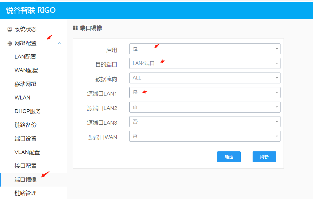 銳谷工業路由器端口鏡像怎么使用？
